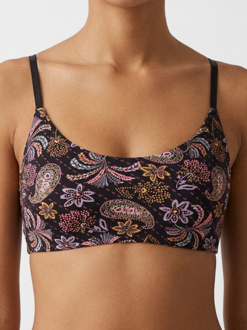 NWT Victoria's Secret Boho Paisley Print Scoop Neck Bralette - Black Multicolor